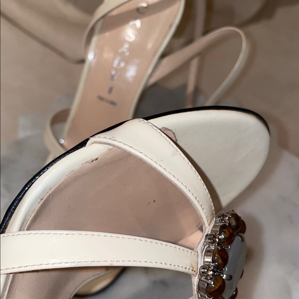 Casadei patent leather Cream Embellished Heels NW - Picture 7 of 13